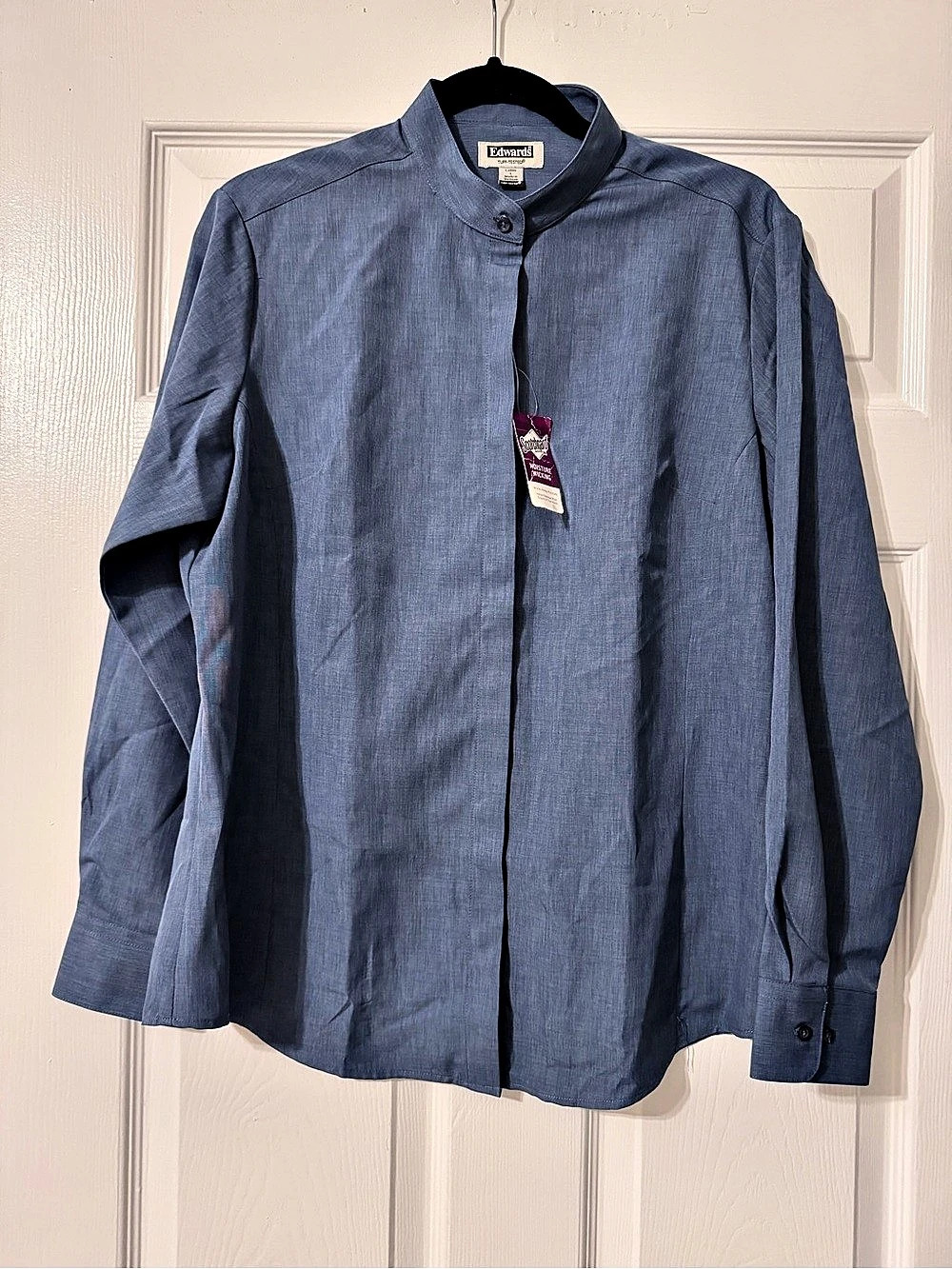 Edwards Tuff Tested Ladies Work Uniform Shirt Scotchgard Blue Women’s Size L
Man